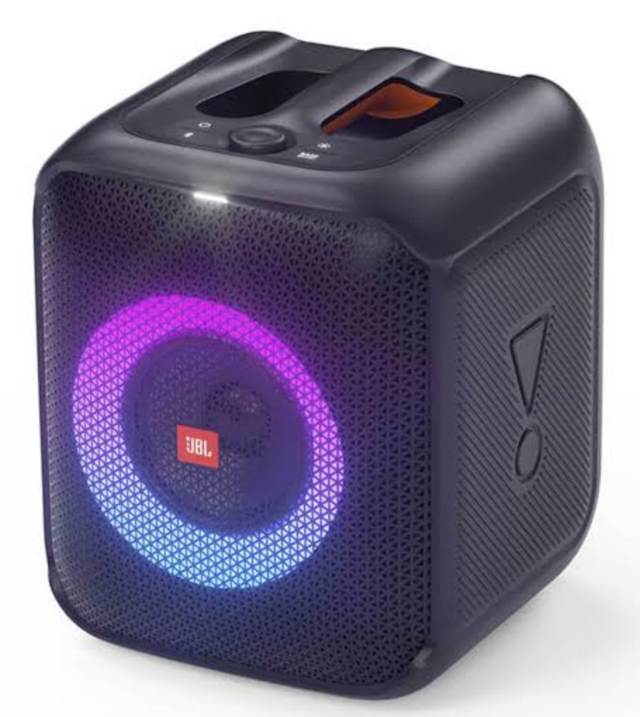 JBL portable Bluetooth speaker with colorful LED ring.