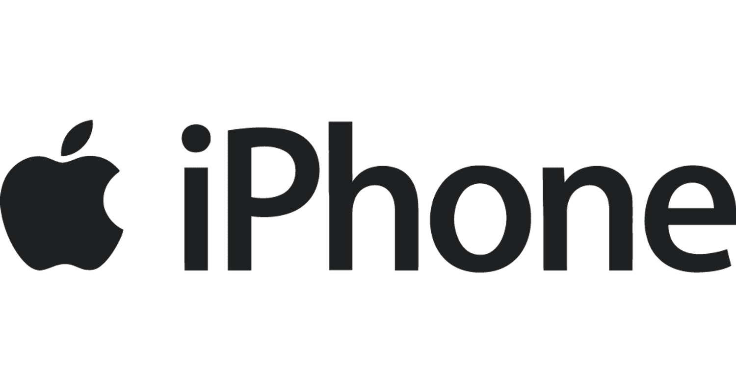 Apple iPhone logo featuring the black Apple icon and the bold iPhone wordmark.