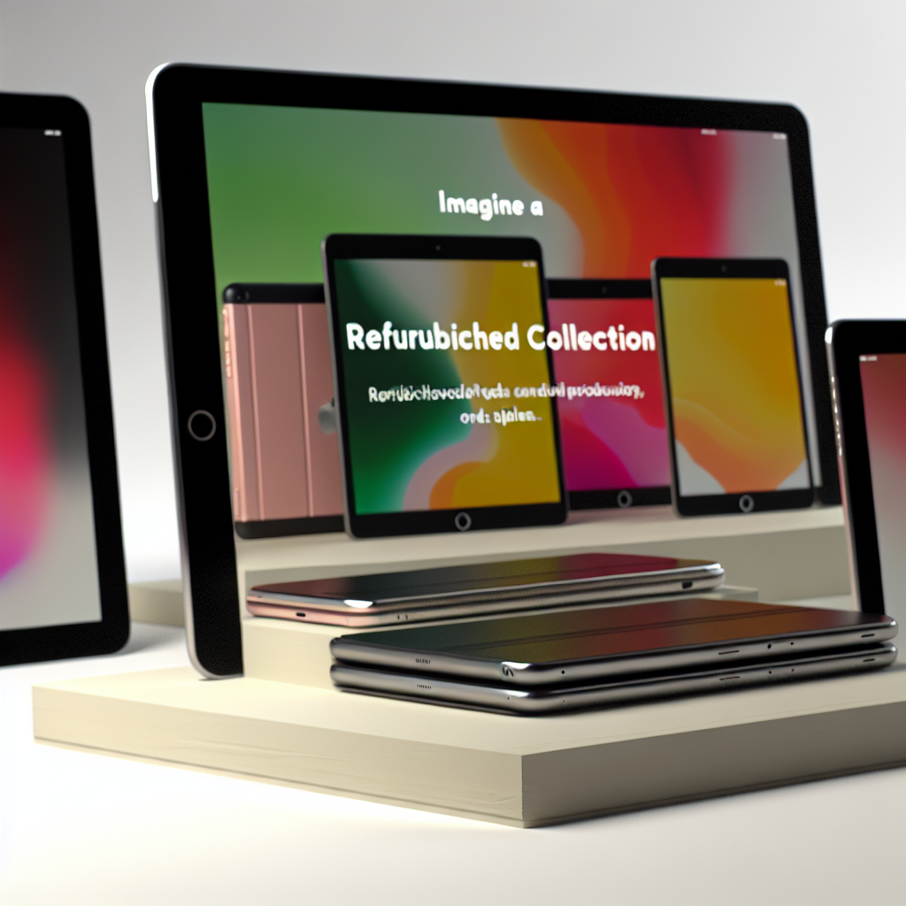 Refurbished iPads and tablets on display in a multi-device collection.