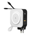 5-in-1 Travel Charger/Powerbank 15,000mAh USB-A & USB-C Port with Lightning & USB-C Cable 15W - White by PHONE CHARGERS