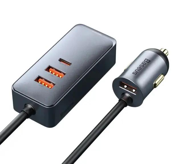 Baseus Share Together PPS Multi-port Fast Charging Car Charger with Extension Cord 120W by TRAVEL CHARGERS