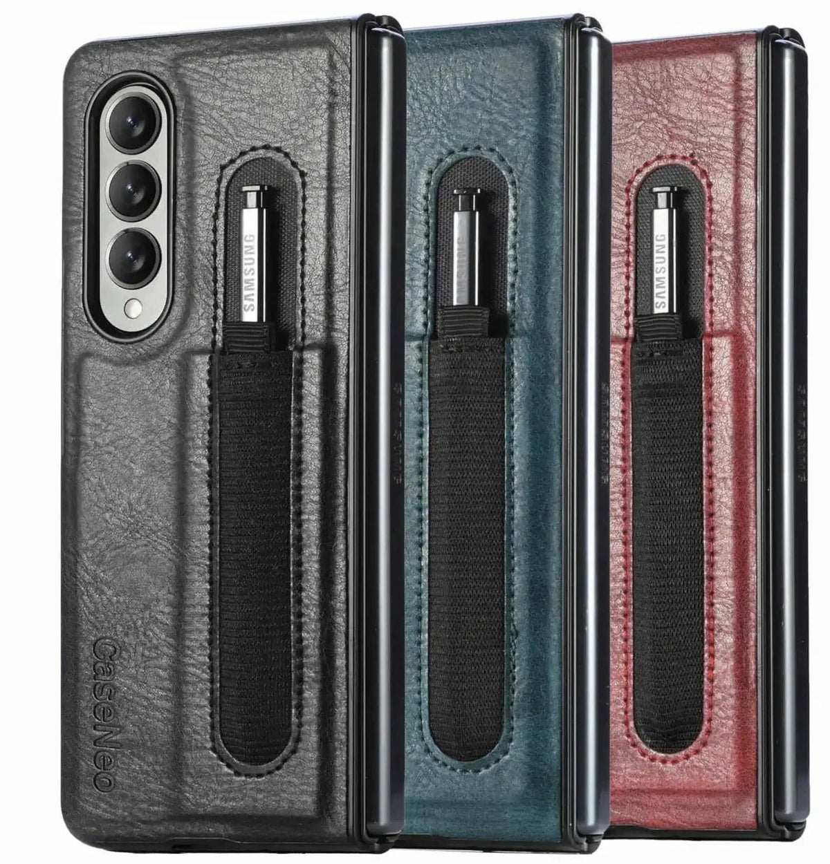 SupRshield Leather with Stylus Pen Holder Bumper Case - Samsung Galaxy Z Fold 5 by BUMPER PHONE CASE