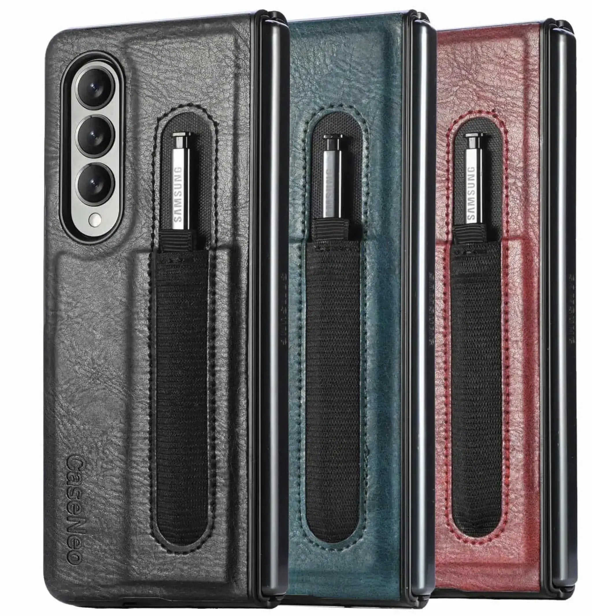SupRshield Leather with Stylus Pen Holder Bumper Case - Samsung Galaxy Z Fold 5 by BUMPER PHONE CASE