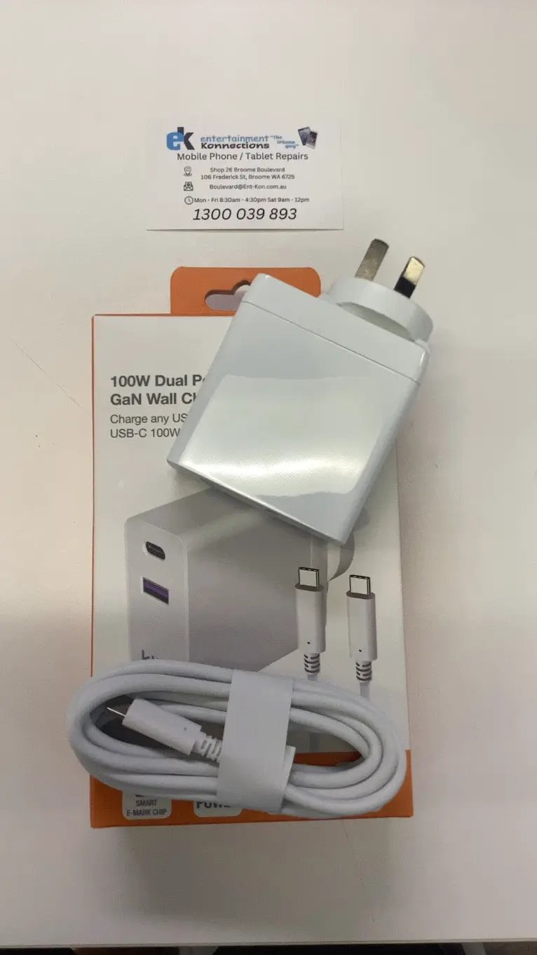 (EOL) Comsol (Klik) 100W USB-A & USB-C Dual Port GaN Wall Charger - White by PHONE CHARGERS