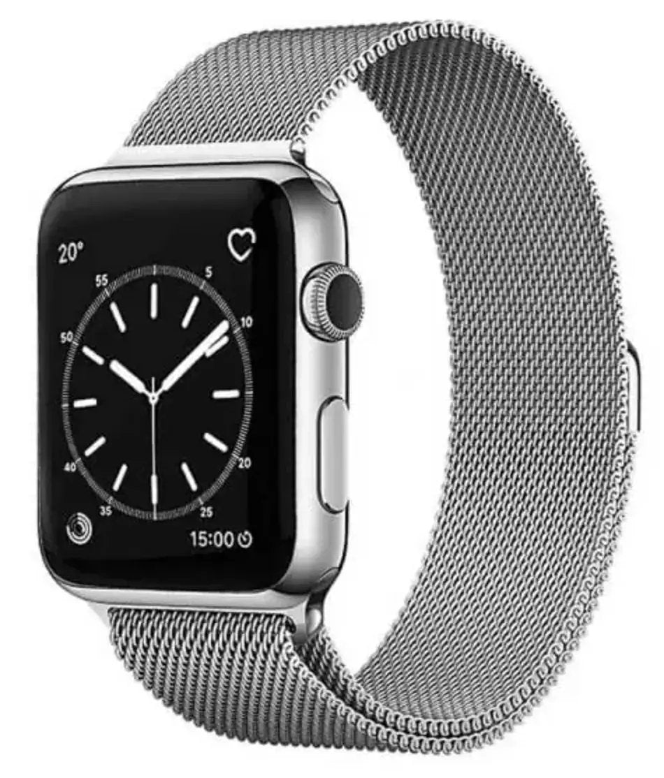 Apple Watch Milanese Stainless Steel Loop Watch Band 42mm/44mm/45mm/46mm/49mm (Series 1 - 10) - Silver by WATCH ACCESSORIES