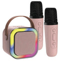 Laser Mini Karaoke 5W Speaker with 2 Wireless Mics - Pink by BLUETOOTH SPEAKERS