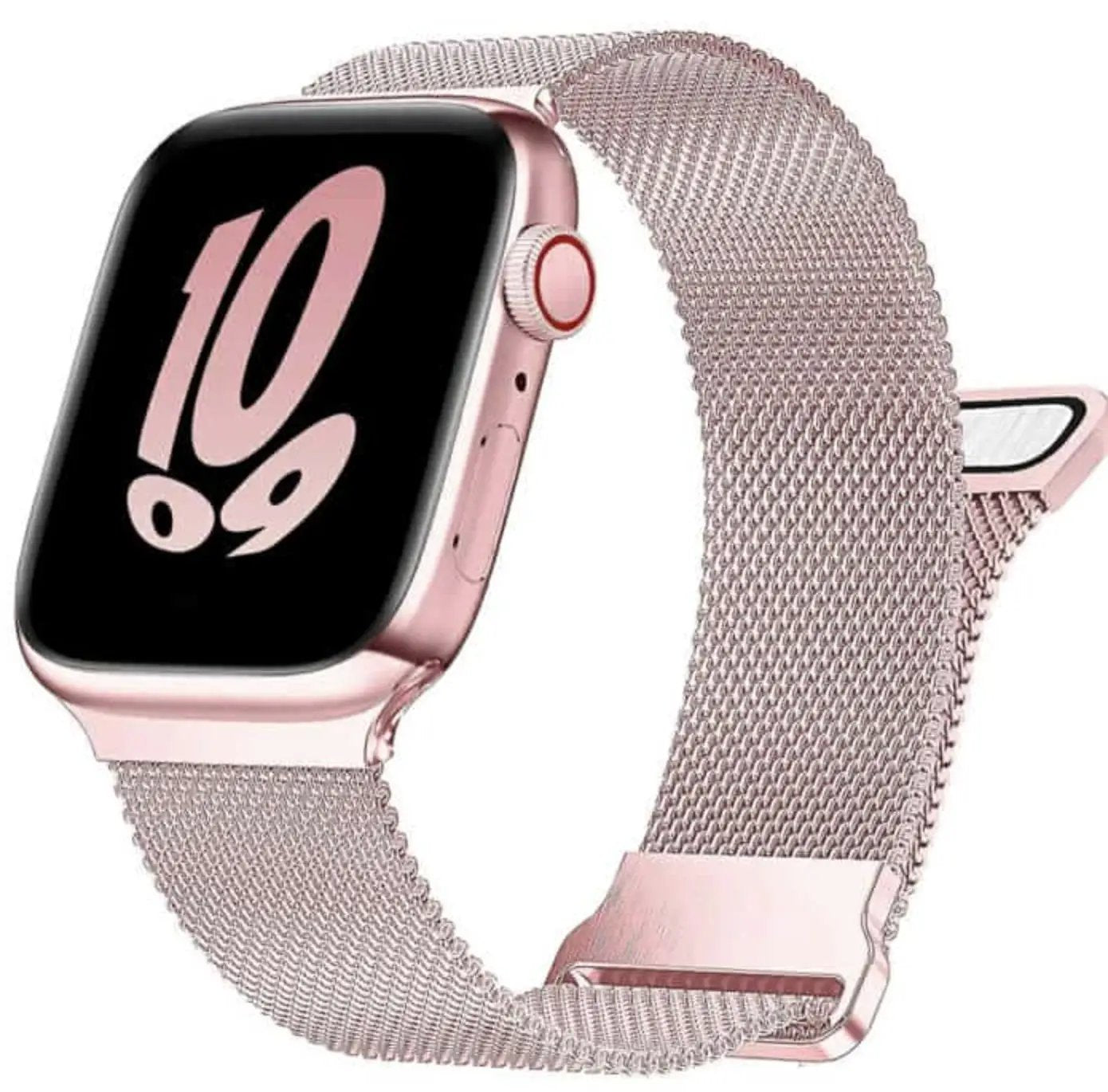 Apple Watch Milanese Stainless Steel Loop Watch Band 42mm/44mm/45mm/46mm/49mm (Series 1 - 10) - Rose Gold by WATCH ACCESSORIES