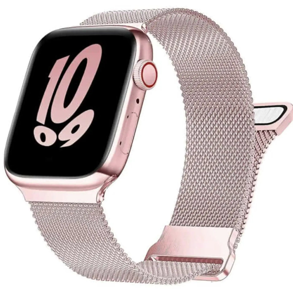 Apple Watch Milanese Stainless Steel Loop Watch Band 42mm/44mm/45mm/46mm/49mm (Series 1 - 10) - Rose Gold by WATCH ACCESSORIES