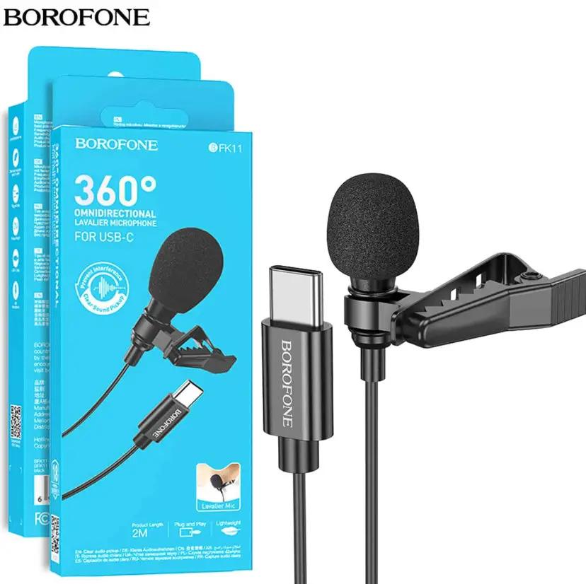 Borofone BFK11 Elegant Lavalier Clip On Microphone With USB Type C Connector by HEADPHONES