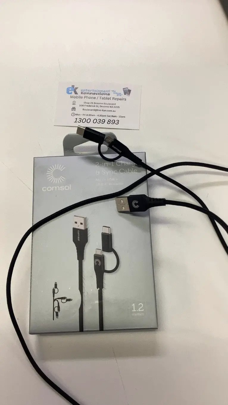 Comsol 1.2m Premium 2-in-1 Cable Micro USB & USB-C by PHONE CABLES