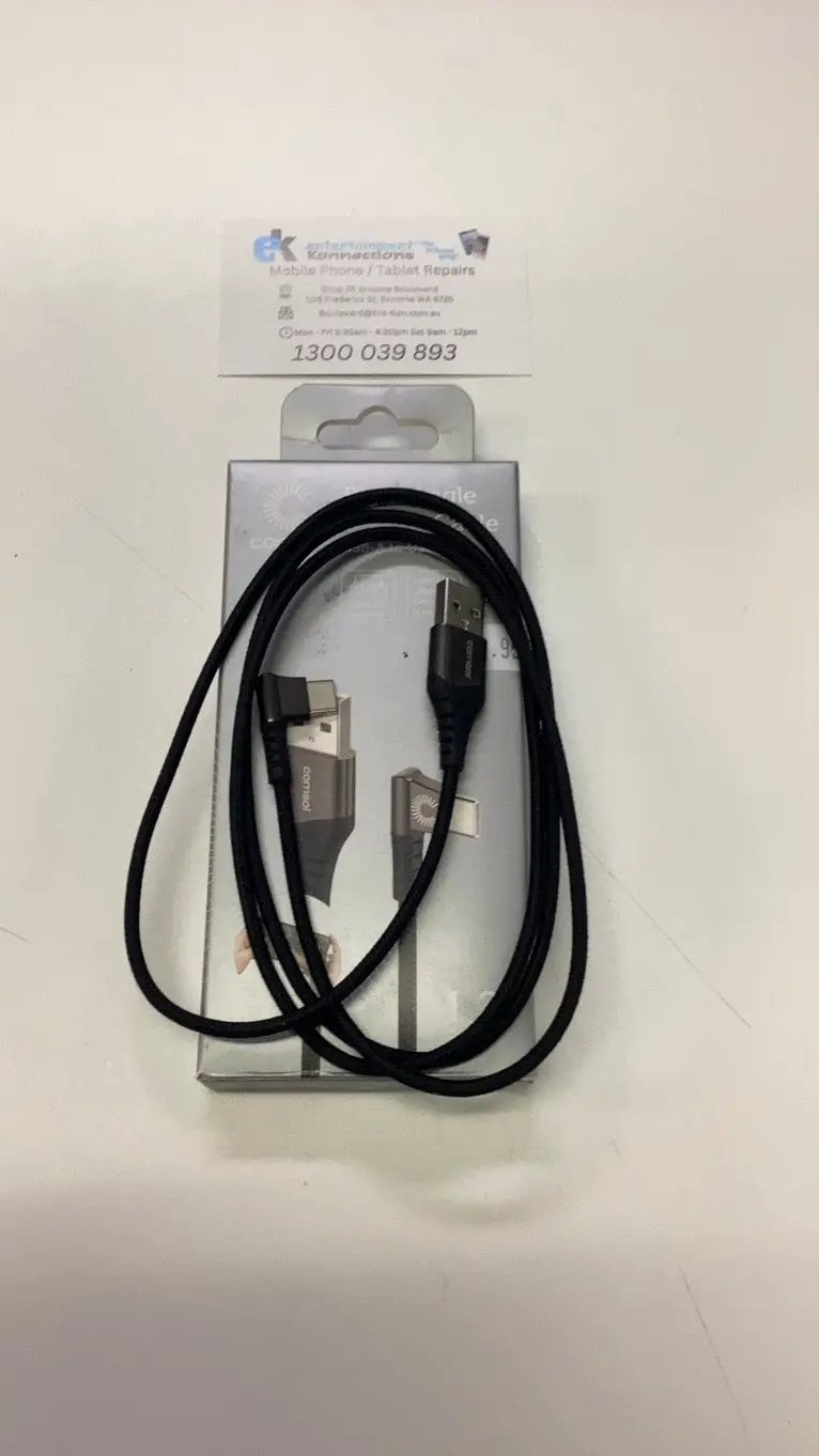 Comsol USB-A to Right Angle USB-C Cable 1.2m - Black by PHONE CABLES