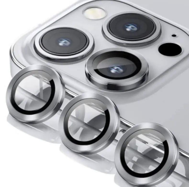 Kinglas Tempered Glass Ring Camera Lens Protector iPhone 15 / iPhone 15 Plus - Silver by CAMERA LENS