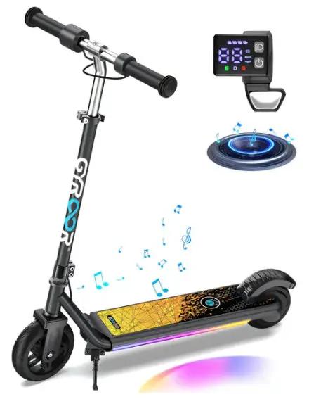 GYROOR H30 Max Kids Electric Scooter With Bluetooth Music Speaker - Black by KIDS E-SCOOTERS