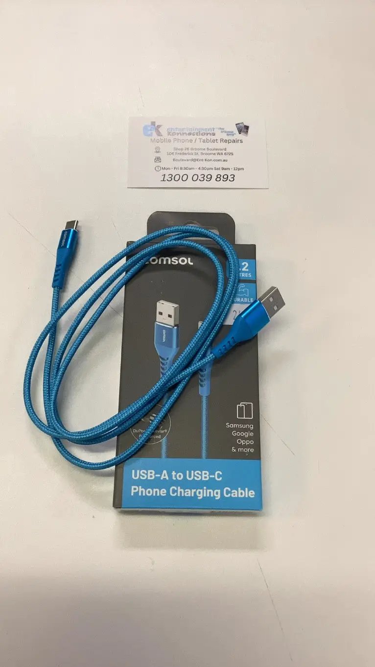 Comsol 1.2m USB-A to USB-C Cable Reinforced with Aramid Fibre - Blue by PHONE CABLES