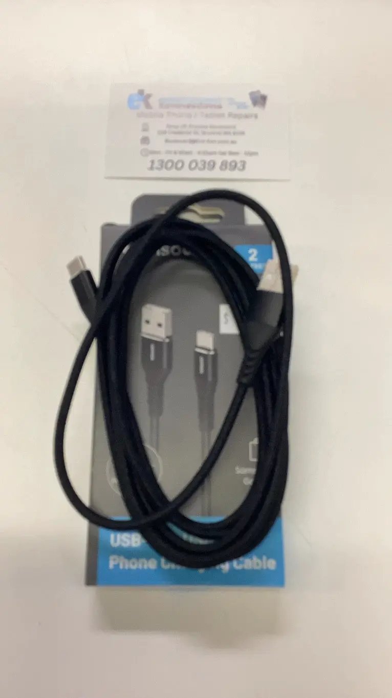 Comsol 2m USB-A to USB-C Cable Reinforced with Aramid Fibre - Black by PHONE CABLES