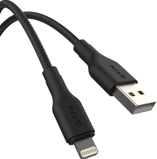 EFM 1M USB-A to Lightning Braided Power & Data Cable by PHONE CABLES