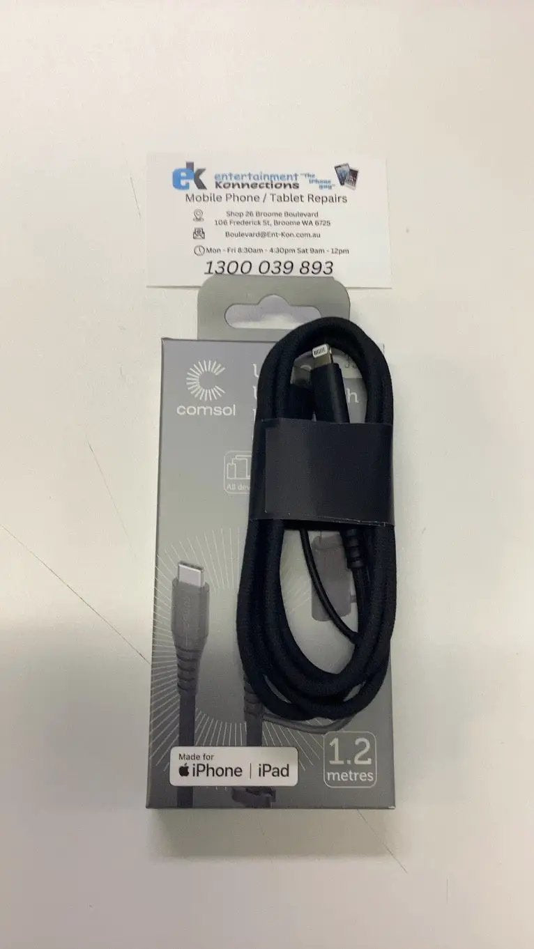 Comsol 1.2m USB-C to C with Lightning Adapter Cable by PHONE CABLES