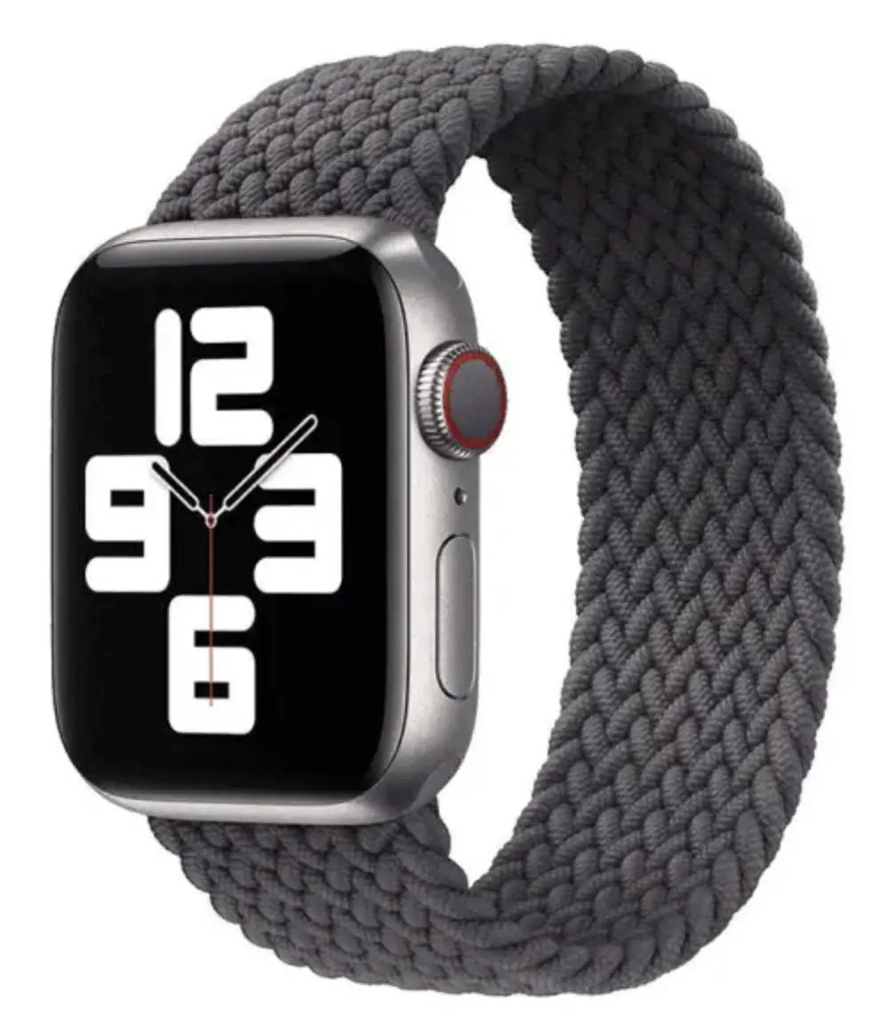 Apple Watch Stretchy Braided Nylon Fabric Loop Watch Band 38mm/40mm/41mm (Series 1 - 10) - Black (S) by WATCH ACCESSORIES