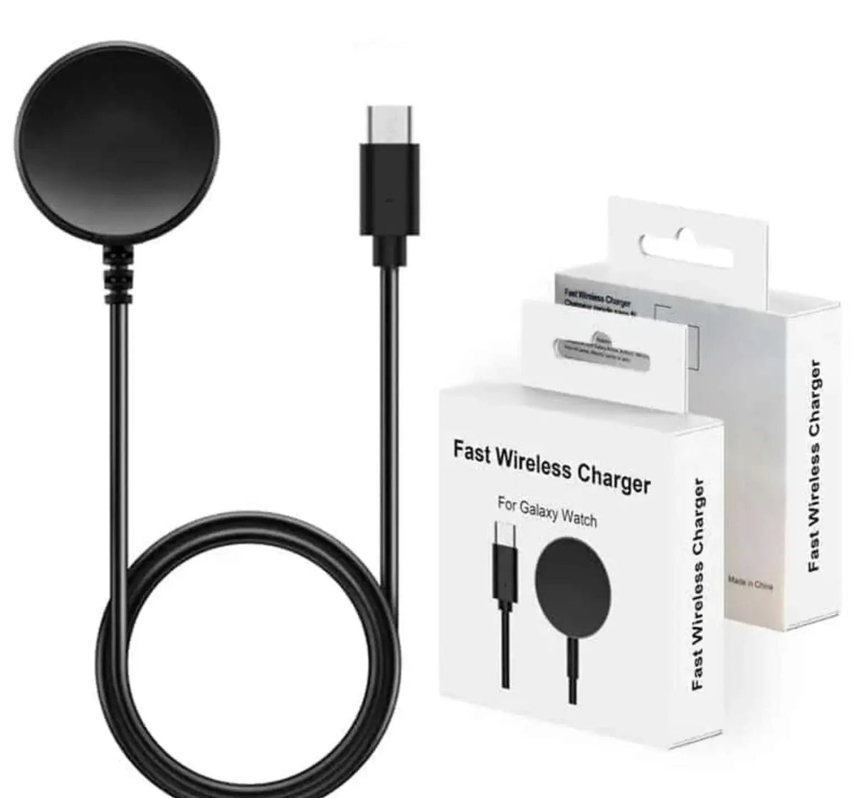 Fast Wireless Charger for Samsung Galaxy Watch 7 FE 6 5 Pro 5 4 3 Active 2 Replacement Magnetic USB-C Charger Cable - Black by WATCH ACCESSORIES