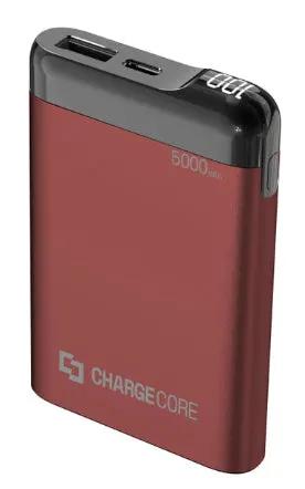 Laser 5,000mAh Powerbank with LED Power Indicator - Red by POWER BANKS