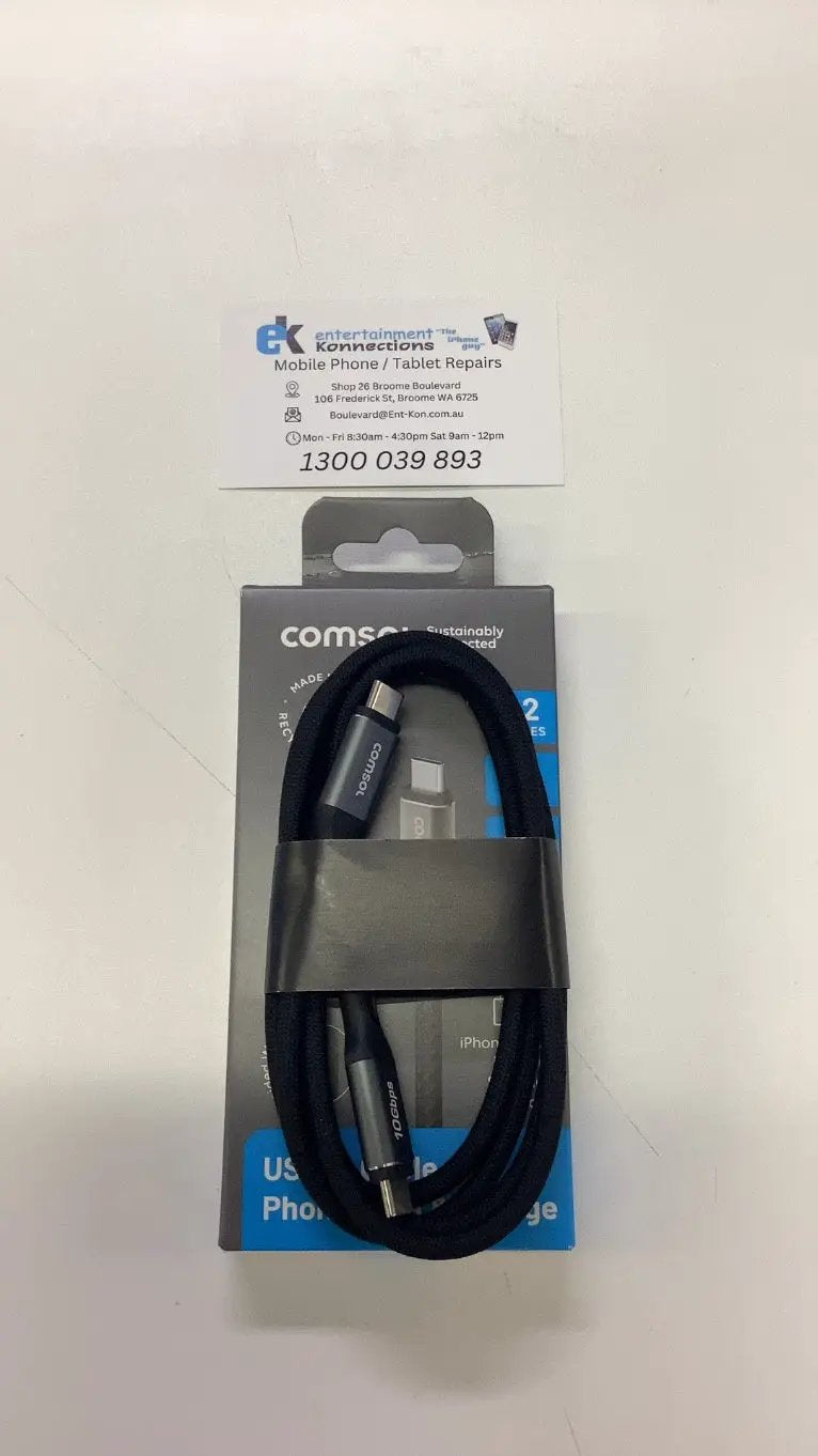 Comsol USB-C to USB-C 1.2m Cable 10Gbps - Black by PHONE CABLES