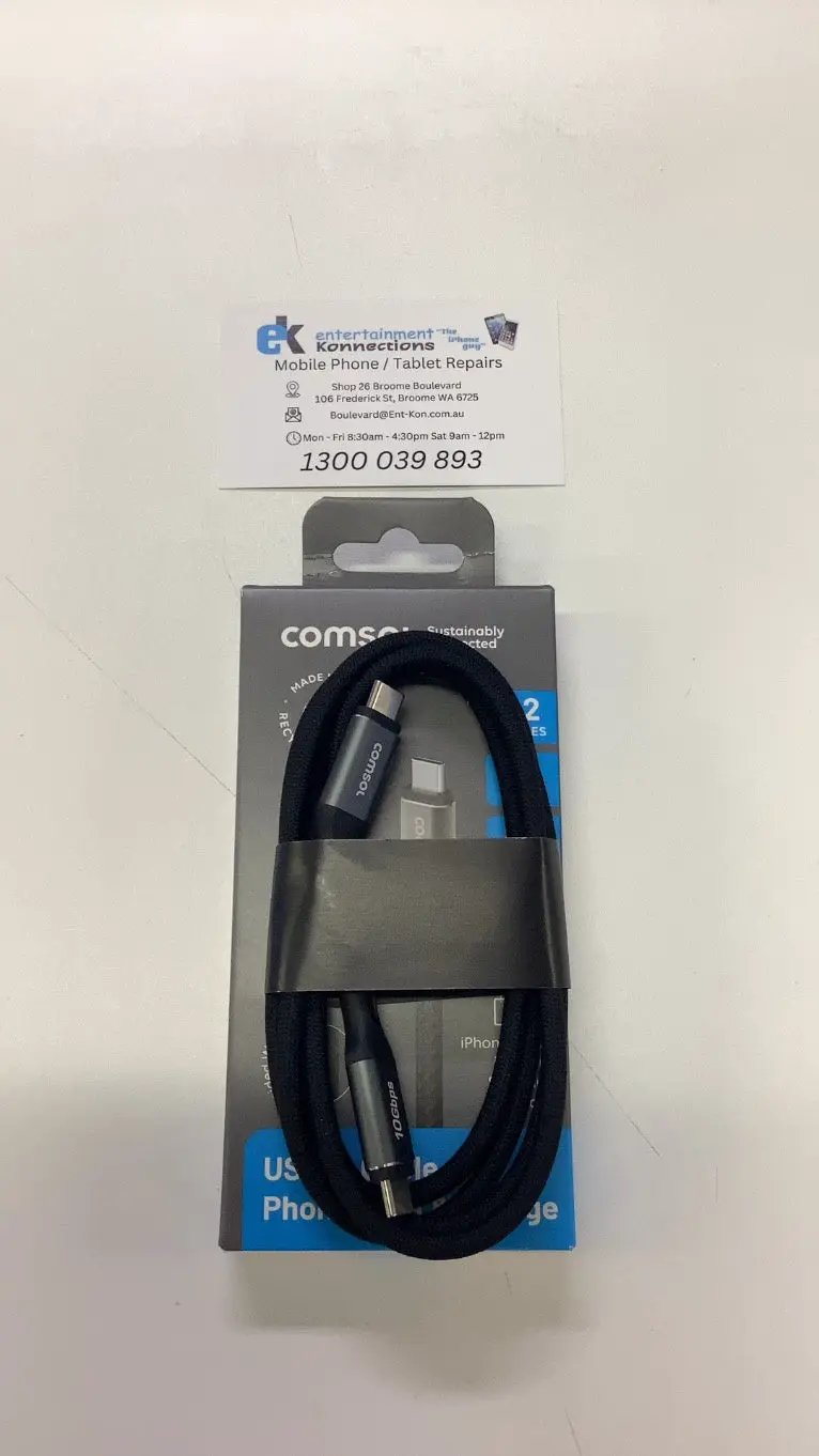 Comsol USB-C to USB-C 1.2m Cable 10Gbps - Black by PHONE CABLES