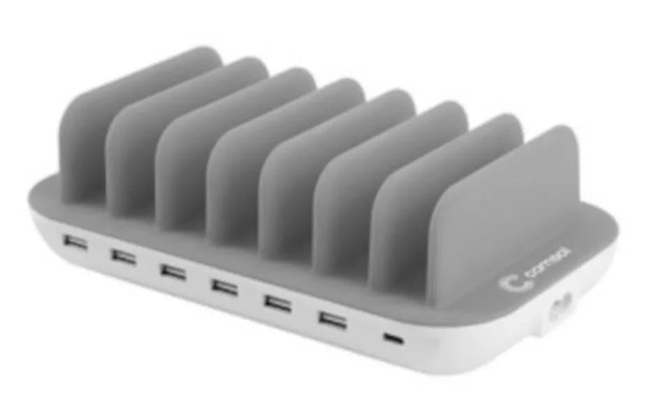 (EOL) Comsol 7 Port 60W Desktop USB Charging Station with USB-A & USB-C - White by PHONE CHARGERS