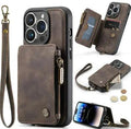 CaseMe C20 Back Zipper Wallet Case W/ 3 Card Slots, RFID Blocking, 1 Money Pocket, Credit Card Holder Leather Cover - iPhone 12 Pro Max by WALLET PHONE CASE