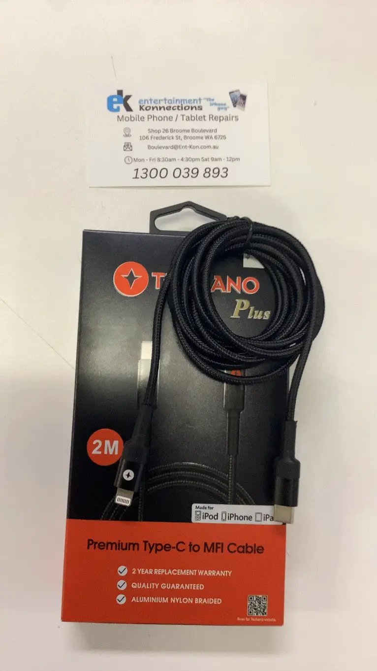 Techano Plus Premium USB-C to MFI Lightning Cable 2M by PHONE CABLES