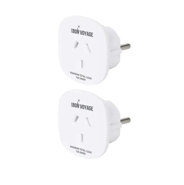 Bon Voyage EU BALI Twin Pack Outbound Travel Adaptors by TRAVEL CHARGERS