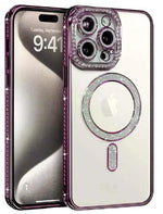 Apple iPhone 14 MagSafe Diamond Rhinestone Glitter Bling (Purple) by BUMPER PHONE CASE