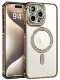 Apple iPhone 13 Pro MagSafe Magnetic Diamond Rhinestone Glitter Crystal Bling Camera Lens Protector Cover (Gold) by BUMPER PHONE CASE
