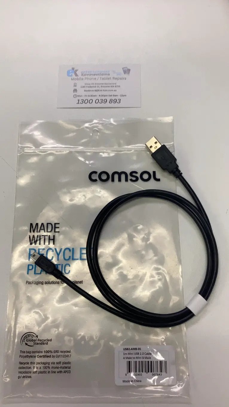 Comsol 1m USB 2.0 Peripheral Cable USB-A Male to MINI-USB Male by PHONE CABLES