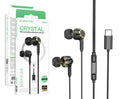 Borofone BM90 Crystal Wire-Controlled Earphones with Mic USB-C - Black by HEADPHONES