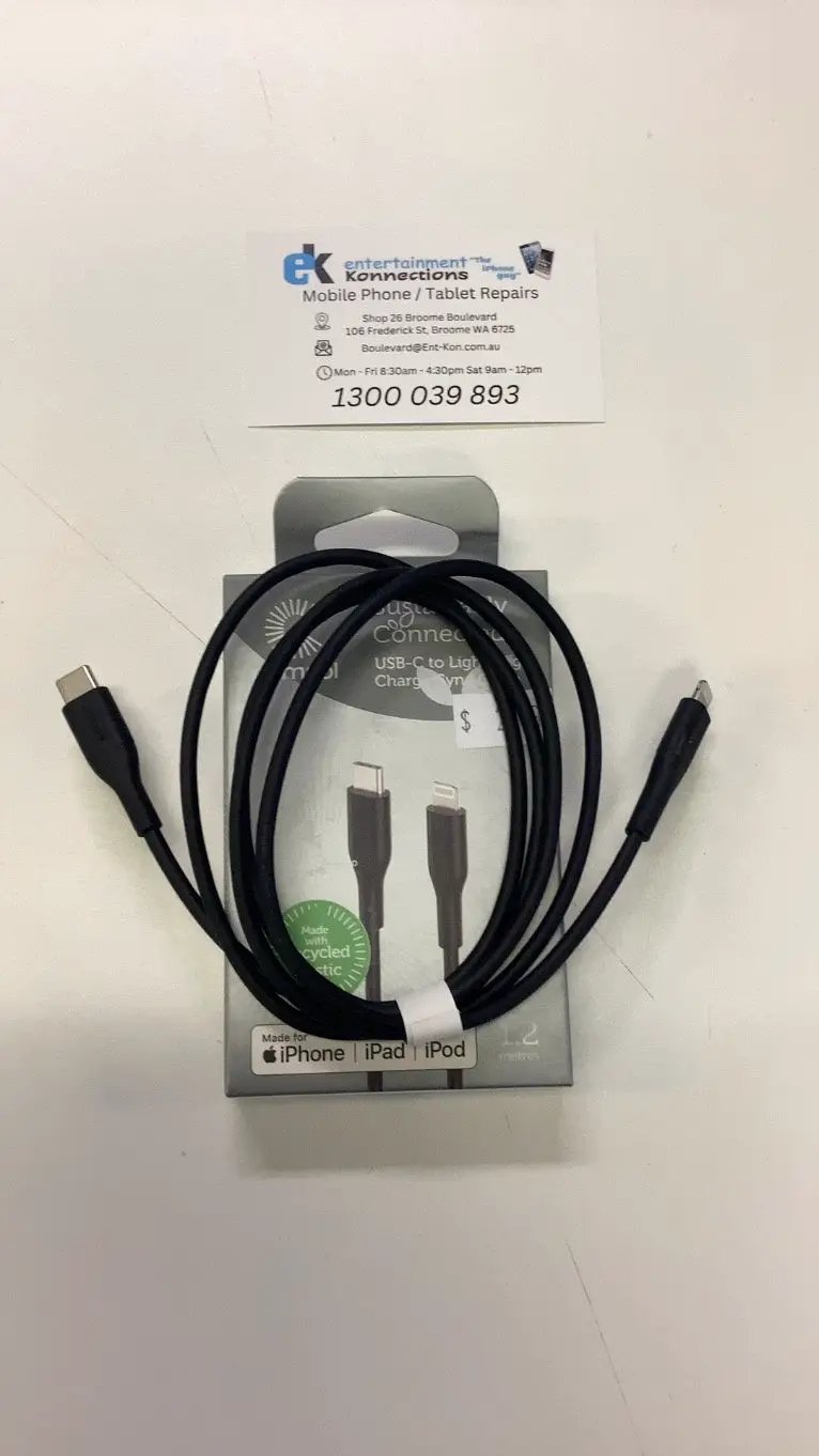 Comsol USB-C to Lightning Charge & Sync Cable 1.2m - Black by PHONE CABLES