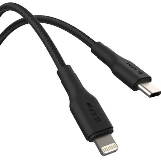 EFM 1M USB-C to Lightning Braided Power & Data Cable by PHONE CABLES