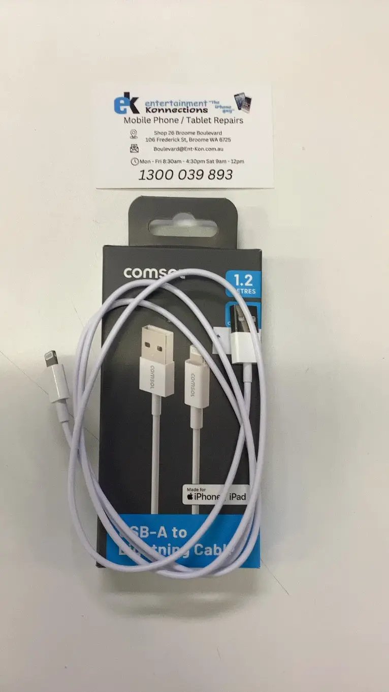 Comsol 1.2m Apple Lightning to USB-A Charge & Sync Cable - White by PHONE CABLES