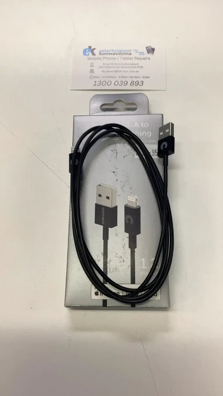 Comsol 1.2m USB-A to Lightning Charge & Sync Cable - Black by PHONE CABLES