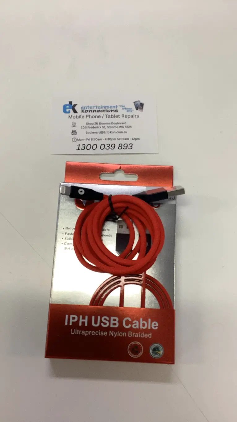 Techano Lightning to USB-A Ultraprecise Nylon Braided Cable 1M - Hot Red by PHONE CABLES
