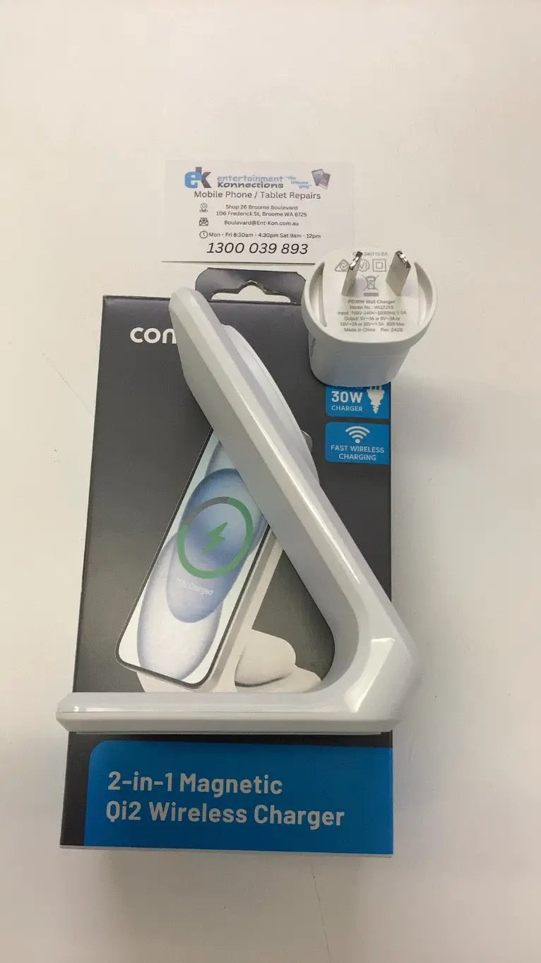 Comsol Qi2 Magnetic Wireless Charging 2-in-1 Dock - White by WIRELESS CHARGING
