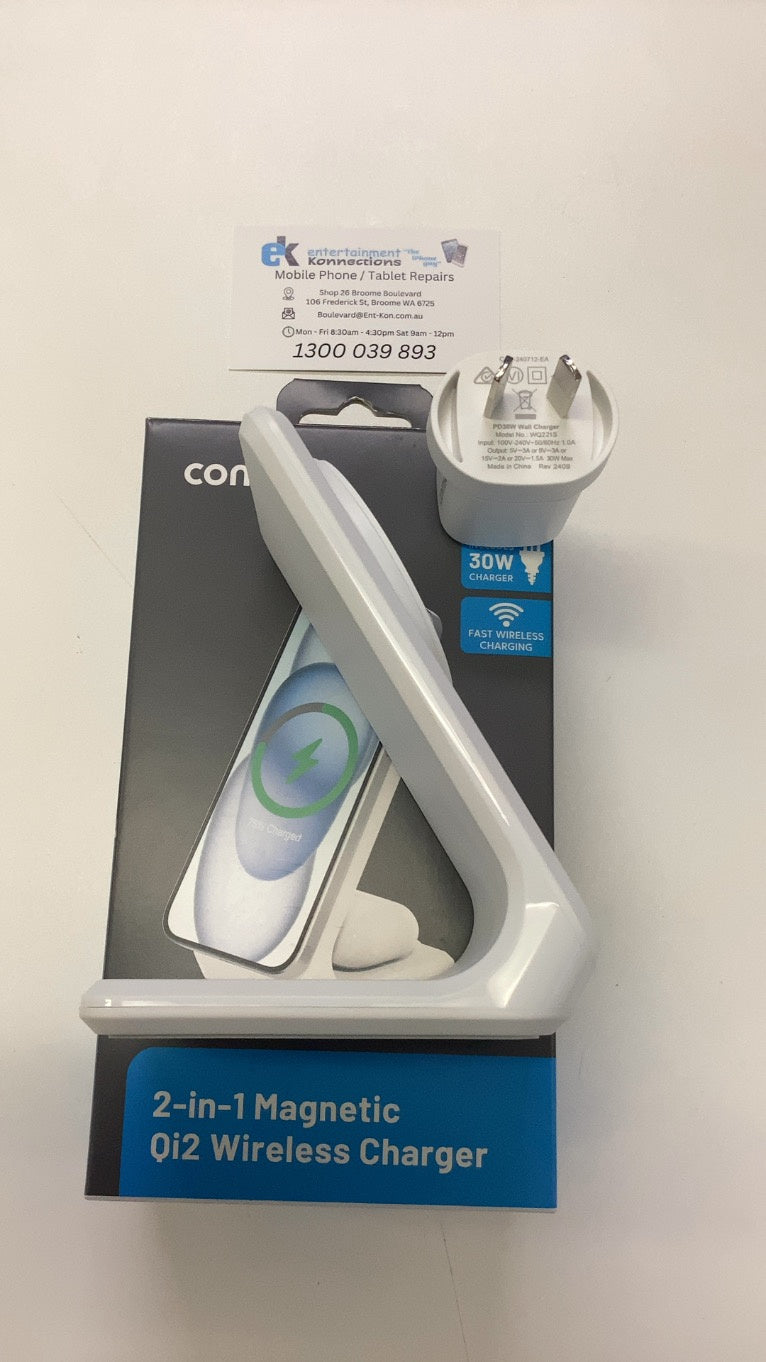 Comsol Qi2 Magnetic Wireless Charging 2-in-1 Dock - White by WIRELESS CHARGING