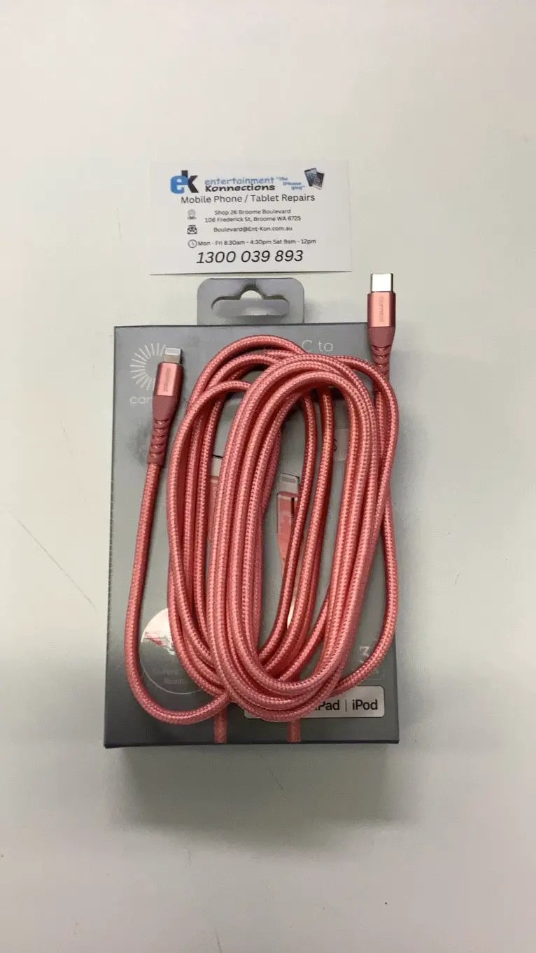 Comsol 3m USB-C to Lightning Cable Reinforced with Aramid Fibre - Pink by PHONE CABLES