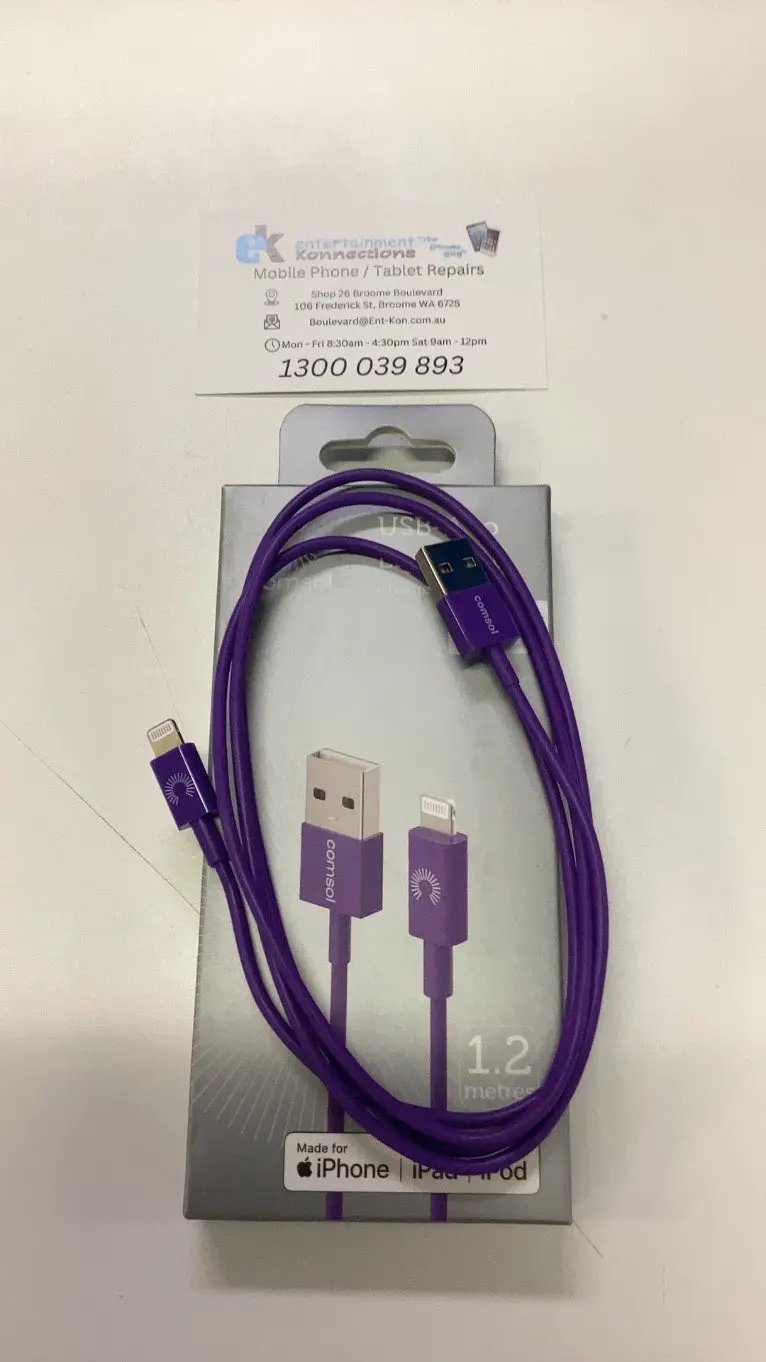 Comsol 1.2m Apple Lightning to USB Cable - Purple by PHONE CABLES