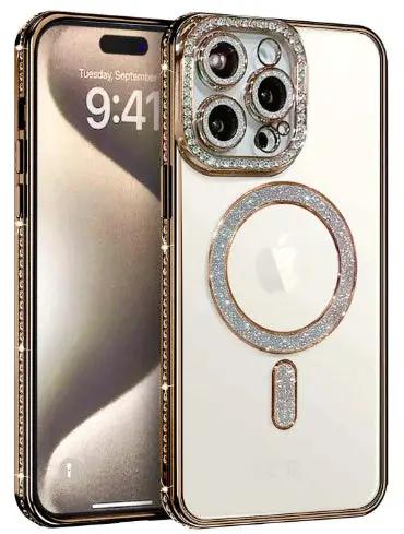 Apple iPhone 16 Plus MagSafe Diamond Rhinestone Glitter Bling (Gold) by BUMPER PHONE CASE