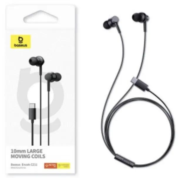 Baseus Encok CZ11 Wired USB-C Earphones - Black by HEADPHONES