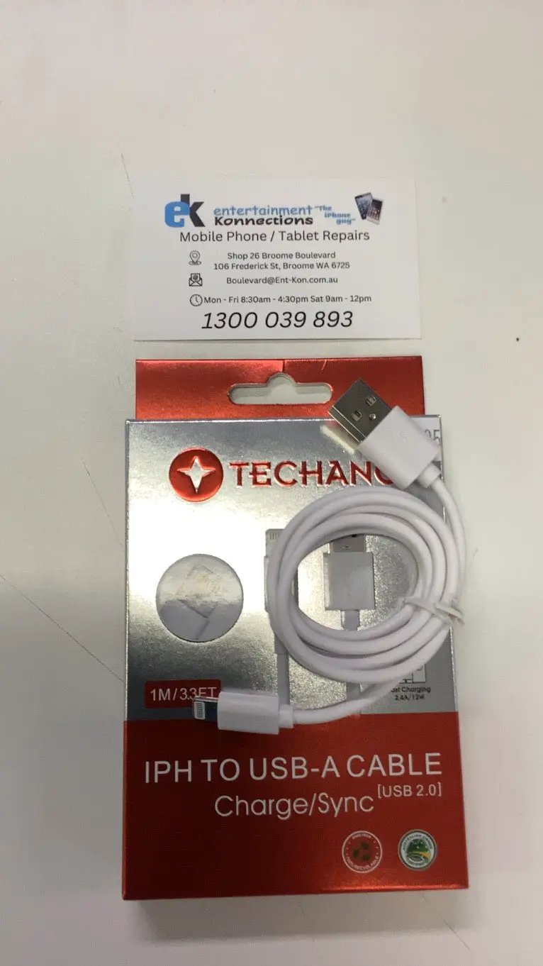 Techano Lightning to USB-A Charge & Sync Cable 1M by PHONE CHARGING