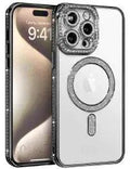 Apple iPhone 14 Pro Max MagSafe Diamond Rhinestone Glitter Bling (Black) by BUMPER PHONE CASE