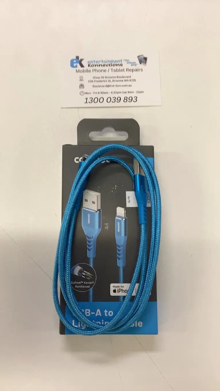 Comsol 1.2m USB-A to Apple Lightning Cable Reinforced with Aramid Fibre - Blue by PHONE CABLES