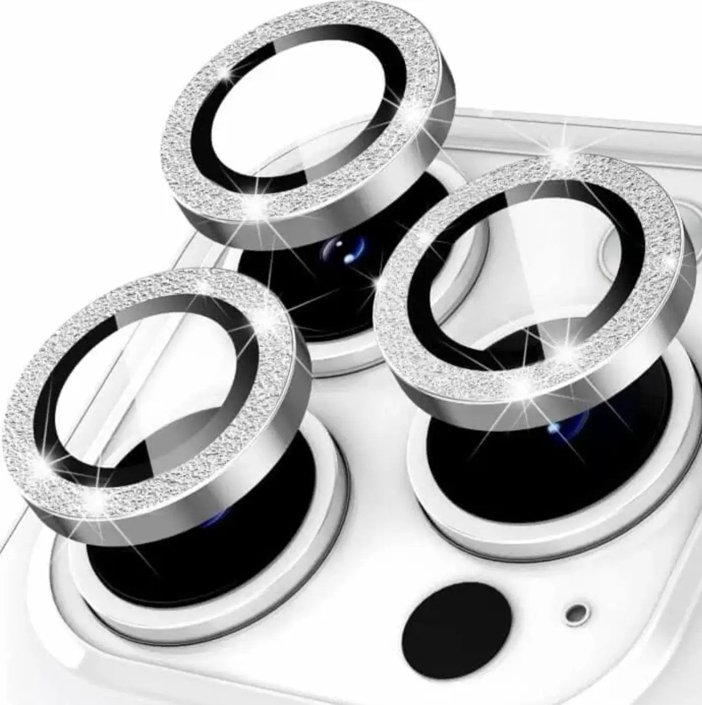 Metal Ring Camera Lens Protector - iPhone 16 Pro & 16 Pro Max - Silver Glitter by CAMERA LENS