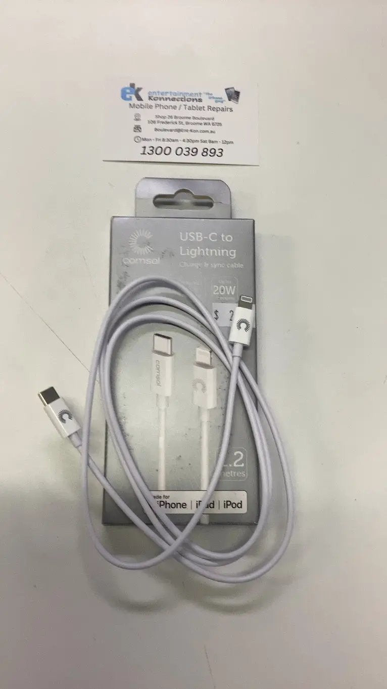 Comsol USB-C to Lightning Charge & Sync Cable 1.2m - White by PHONE CABLES
